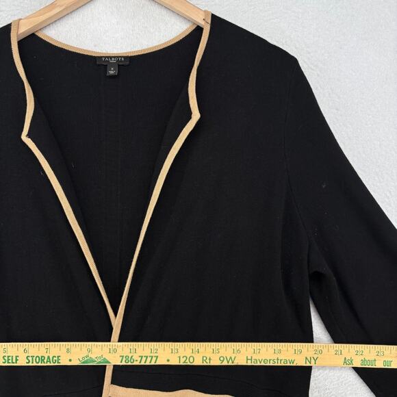 TALBOTS Sweater X Cardigan Duster Open Front Two Tone Viscose Blend Black - Picture 10 of 12